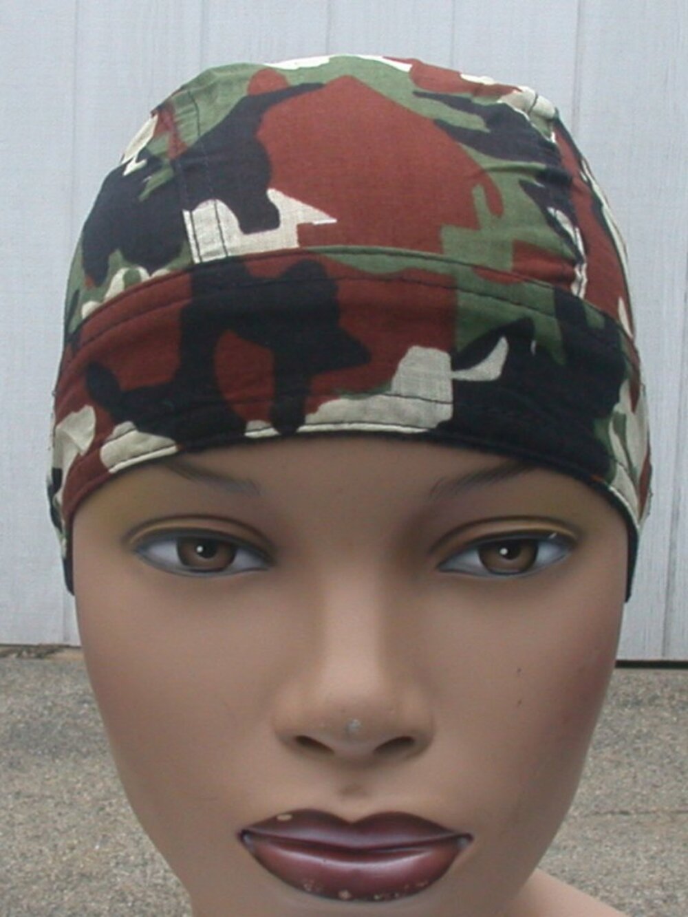 Biker Camo Du-Rag GREEN BLACK BROWN Cotton Motorcycle Skull Cap